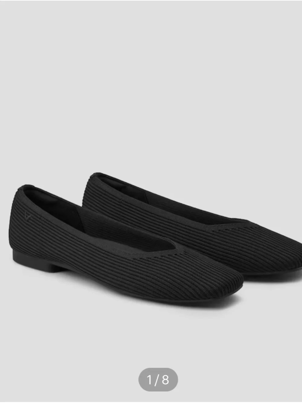 Vivaia Square-Toe V-Cut Knit Flats Margot 2.0 in Black size 9 - Picture 1 of 8